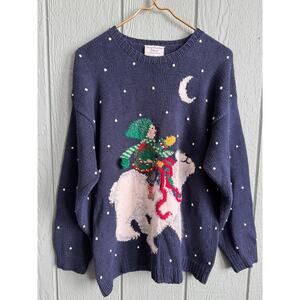 Vintage Marisa Christina Mary Engelbreit HandKnit Polar Bear Sweater 3D Details